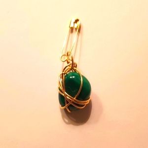 Kazuko Pin from the designer herself 14k filled wire around Malachite